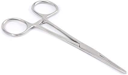 Apical Set of Kelly Forceps Locking Tweezers Clamp, Silver, Straight &Curved, 5-1/2 Inch